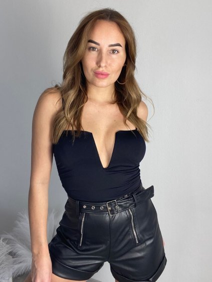 Body na ramínka dámské (S/M ONE SIZE) ITALSKÁ MÓDA IMPBB24A3804/DR (Velikost S/M, Barva Černá)