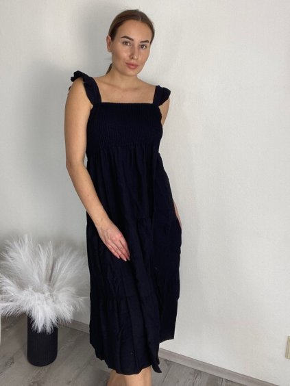 Šaty na ramínka  dámské (S/M/L ONE SIZE) ITALSKÁ MÓDA IMC25LADY/DR (Velikost S/M, Barva Černá)