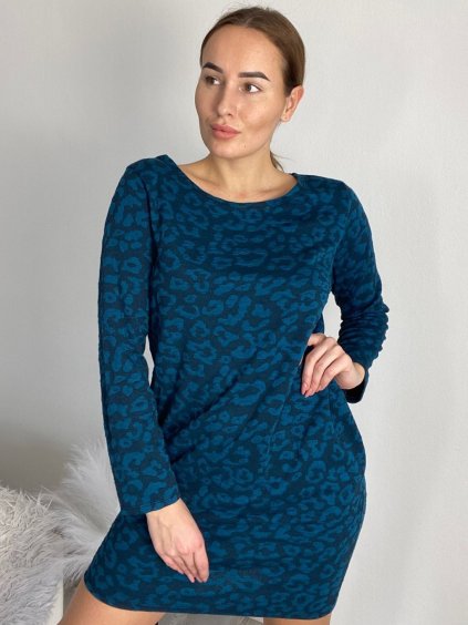 Šaty klasik dlouhý rukáv dámské (S/M/L ONE SIZE) ITALSKÁ MÓDA IMC24575/DR (Velikost S/M/L, Barva modrá)