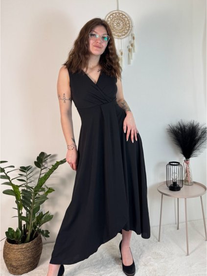 Šaty dlouhé elegantní společenské bez rukávu dámské (S/M/L ONE SIZE) ITALSKÁ MÓDA IM424861/DUR