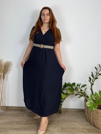 Šaty letní košilové s páskem krátký rukáv dámské Luka (M/L/XL ONE SIZE) ITALSKá MóDA IM425036/DUR (Velikost L/XL, Barva Černá)