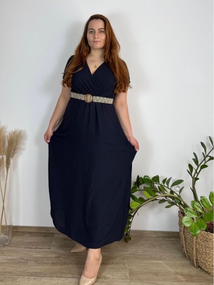 Šaty letní košilové s páskem krátký rukáv dámské Luka (M/L/XL ONE SIZE) ITALSKá MóDA IM425036/DUR (Velikost L/XL, Barva Černá)