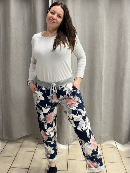 Tepláky dlouhé dámské nadrozměr (48/50/52 ONE SIZE) ITALSKÁ MÓDA IMN24001/DR