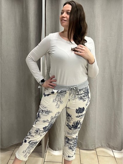 Tepláky dlouhé dámské  (M/L/XLONE SIZE) ITALSKá MóDA IMB25VERONA-2/DR (Velikost L/XL, Barva bílá)