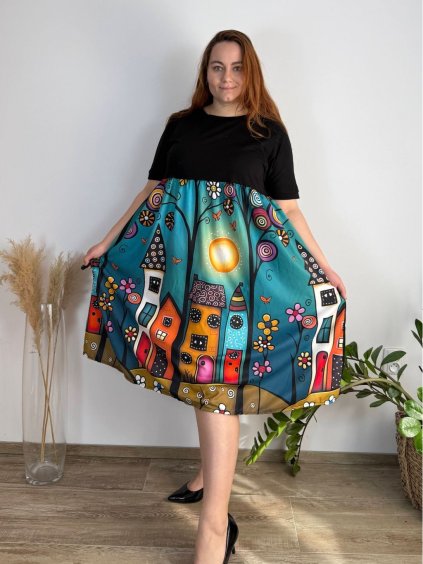 Šaty dlouhé letní krátký rukáv dámské nadrozměr (52/54/56 ONE SIZE) ITALSKÁ MÓDA IM425068-1/DUR