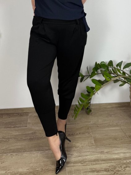Kalhoty elegantní s páskem dámské nadrozměr (M/L/XL ONE SIZE) ITALSKÁ MÓDA IM425061/DUR (Velikost L/XL, Barva Černá)