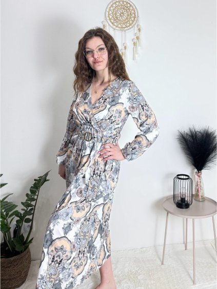 Šaty letní elegantní dlouhý rukáv dámské (S/M ONE SIZE) ITALSKÁ MÓDA IMD23114/DUR (Velikost S/M/L, Barva červená)