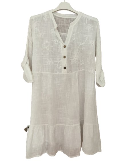 Šaty košilové oversize 3/4 rukáv dámské nadrozměr (XL/2XL ONE SIZE) ITALSKÁ MÓDA IM423DENY/DUR