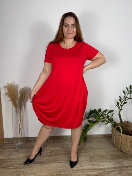 Šaty oversize letní krátký rukáv dámské nadrozměr (52/54/56 ONE SIZE) ITALSKÁ MÓDA IM425092/DUR (Velikost 52/54, Barva Černá)