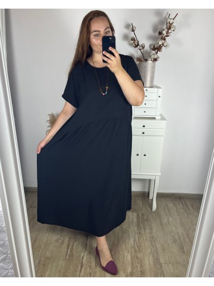 Šaty s přívěskem  dlouhé krátký rukáv dámské nadrozměr (54/56/58 ONE SIZE) ITALSKá MóDA IM424277/DUR (Velikost 56/58, Barva béžová)