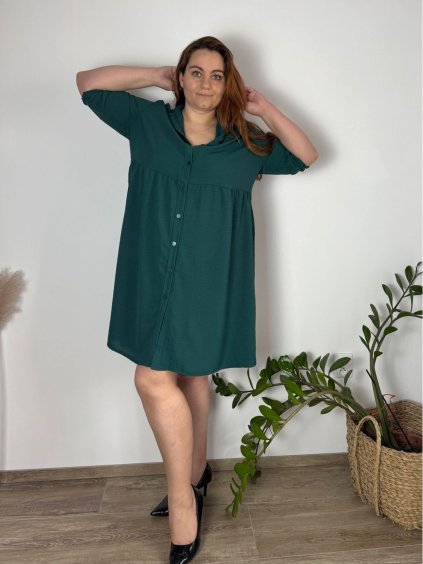 Šaty košilové 3/4 dlouhý rukáv dámské nadrozměr (46/48/50 ONE SIZE) ITALSKÁ MÓDA IM424LUCA/DUR