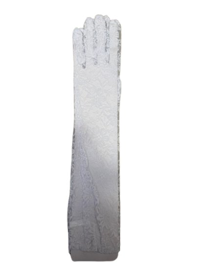 Rukavice plesové dámské dlouhé krajkové FMF24GD001/DUR (Velikost ONE SIZE, Barva bílá)