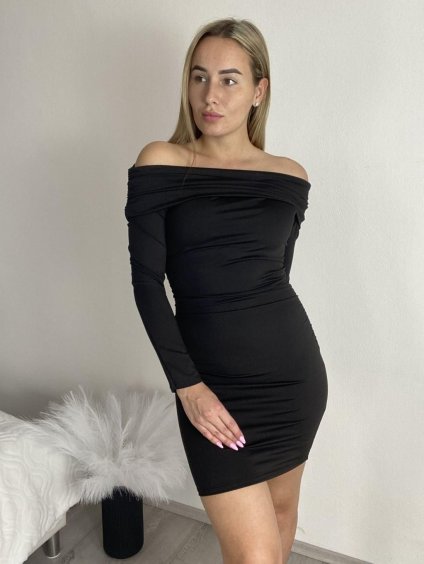 Šaty krátké carmen letní dámské (S/M/L ONE SIZE) ITALSKÁ MÓDA IMPLP2583720090/DR (Velikost S/M/L, Barva Černá)