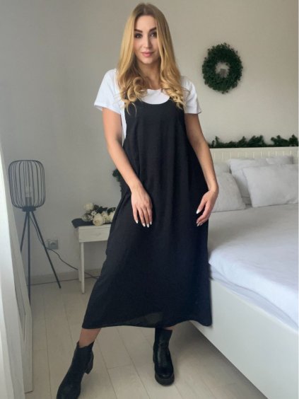 Šaty letní na ramínka s tričkem krátký rukáv dámské (S/M/L ONE SIZE) ITALSKÁ MÓDA IMD25071/DUR