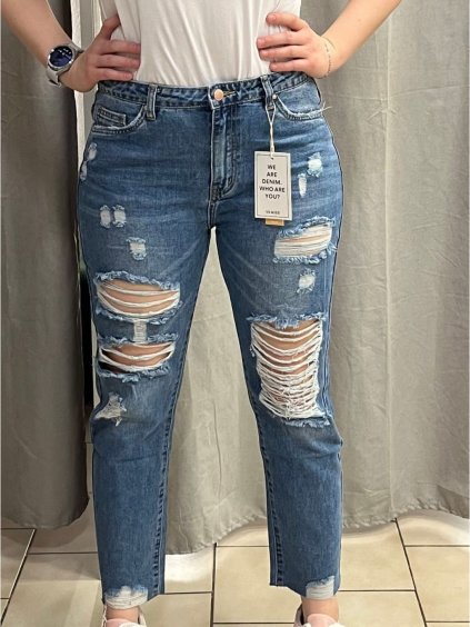 Rifle jeans dlouhé dámské mom (34-42) TP JEANS  TPJ257358/DUR (Velikost 42, Barva modrá)