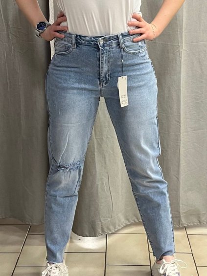 Kalhoty rifle dlouhé dámské mom (XS-XL) TP JEANS TPJ25T093-11/DUR (Velikost XS, Barva modrá)