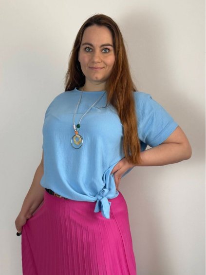 Tunika s přívěskem krátký rukáv dámská nadrozměr (L/XL/2XL ONE SIZE) ITALSKÁ MÓDA IMD23316/DUR