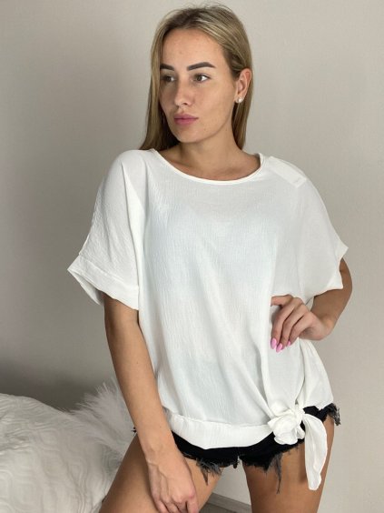 Tunika s přívěskem krátký rukáv dámská nadrozměr (L/XL/2XL ONE SIZE) ITALSKÁ MÓDA IMD23316/DUR (Velikost L/XL/2XL, Barva béžová)
