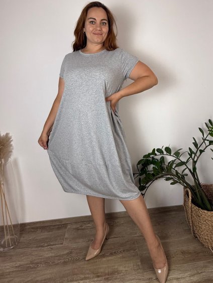 Šaty bavlněné volnočasové letní krátký rukáv dámské nadrozměr PAOLA (50/52/54 ONE SIZE) ITALSKÁ MÓDA IMC25219/DUR