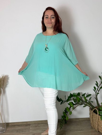 Tunika elegantní s přívěskem krátký rukáv dámská nadrozměr ENNA (54/56/58 ONE SIZE) ITALSKÁ MÓDA IMSM25ENNA/DU (Velikost 54/56/58, Barva béžová)
