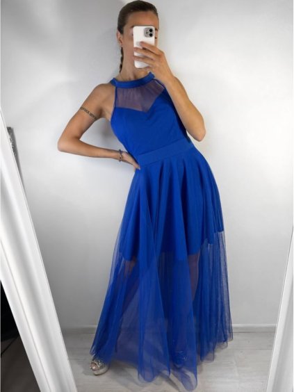 Šaty tilové elegantní bez rukávů dámské Zoe (S/M ONE SIZE) ITALSKÁ MÓDA IMM22Q52235A/UL (Velikost S/M/L, Barva Černá)