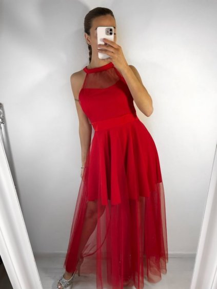 Šaty tilové elegantní bez rukávů dámské Zoe (S/M ONE SIZE) ITALSKÁ MÓDA IMM22Q52235A/UL (Velikost S/M/L, Barva Černá)