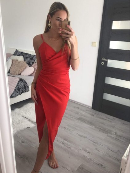 Šaty elegantní společenské dlouhé na ramínka dámské Melania (XS/S/M/L ONE SIZE) ITALSKÁ MÓDA IM322130/DR (Velikost S/M/L, Barva bílá)