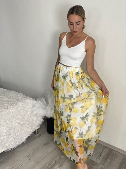 Sukně dlouhá tylová dámská LEMON (S/M/L ONE SIZE) ITALSKÁ MÓDA IM425272/DUR (Velikost S/M, Barva žlutá)