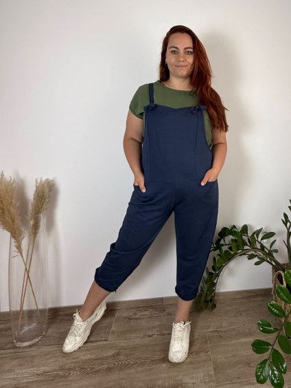 Kalhoty teplákové dlouhé s laclem dámské nadrozměr DORA (44/46/48 ONE SIZE) ITALSKÁ MÓDA IMHMM246580/DUR (Velikost 46/48, Barva Černá)