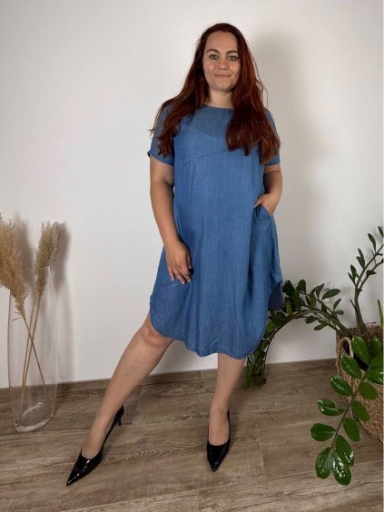 Šaty letní oversize krátký rukáv dámské nadrozměr ALEGRA (50/52/54 ONE SIZE) ITALSKá MóDA IM425ALEGRA/DU