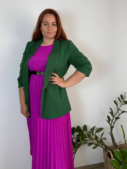 Sako elegantní dámská nadrozměr SICI (56-60) ITALSKÁ MÓDA IMM23M85705-7/DR (Velikost 56, Barva tmavě zelená)
