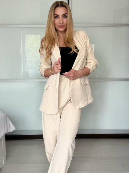 Sako dlouhý rukáv dámské DICE (S/M ONE SIZE) ITALSKÁ MÓDA IMPVN2522493/DU (Velikost S/M, Barva béžová)