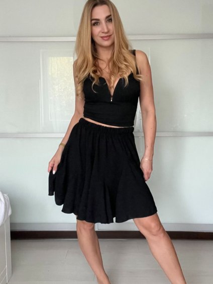 Sukně krátká dámská SILVA (XS/S/M ONE SIZE) ITALSKÁ MÓDA IMWHP25322/DU (Velikost S/M, Barva Černá)