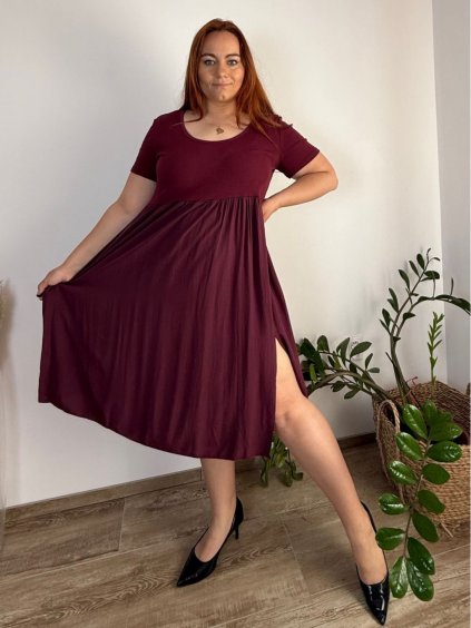 Šaty letní krátký rukáv dámské nadrozměr MARIA (48/50/52 ONE SIZE) ITALSKÁ MÓDA IM425253/DUR (Velikost 48/50/52, Barva béžová)