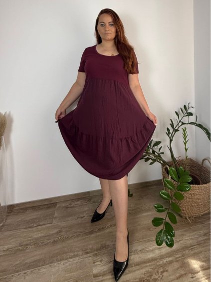 Šaty volnočasové letní krátký rukáv dámské nadrozměr MAGIE(46/48/50 ONE SIZE) ITALSKÁ MÓDA IM425270/DUR