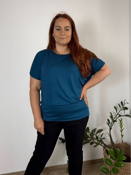 Tunika do manžety netopíří krátký rukáv dámská nadrozměr SARA (48/50 ONE SIZE) ITALSKÁ MÓDA IM425291/DU