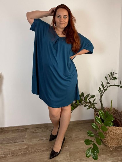 Šaty volnočasové  oversize letní krátký rukáv dámské nadrozměr ANDY (54/56/58 ONE SIZE) ITALSKÁ MÓDA IMSM25ANDY/DU (Velikost 54/56/58, Barva Černá)