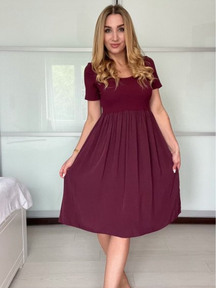 Šaty volnočasové letní krátký rukáv dámské VIOLA (S/M/L ONE SIZE) ITALSKÁ MÓDA IMSM25022/DU (Velikost S/M/L, Barva béžová)