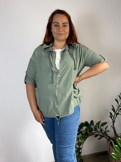 Mikina slabá na zip s kapucí dlouhý rukáv dámská nadrozměr ISIS (52/54/56 ONE SIZE) ITALSKÁ MÓDA IMSM25ISIS/DU (Velikost 52/54/56, Barva Černá)