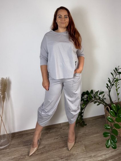 Souprava tepláková oversize mikina dlouhý rukáv a tepláky dlouhé dámské nadrozměr RUBBY (42/44/46 ONE SIZE) ITALSKÁ MÓDA IMWGB25RUBBY/DUR (Velikost 42/44/46, Barva hnědá)