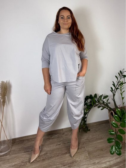 Souprava tepláková oversize mikina dlouhý rukáv a tepláky dlouhé dámské nadrozměr RUBBY (42/44/46 ONE SIZE) ITALSKÁ MÓDA IMWGB25RUBBY/DUR (Velikost 42/44/46, Barva hnědá)