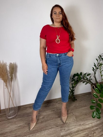 Kalhoty rifle dlouhé dámské  MOM (38-48) TP JEANS TPJ25D5118/DUR (Velikost 38, Barva modrá)