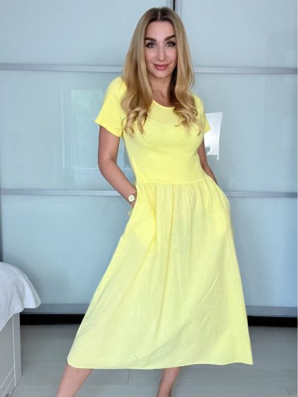 Šaty dlouhé letní krátký rukáv dámské Susana (S/M/L ONE SIZE) ITALSKÁ MÓDA IM425140/DU (Velikost S/M/L, Barva béžová)