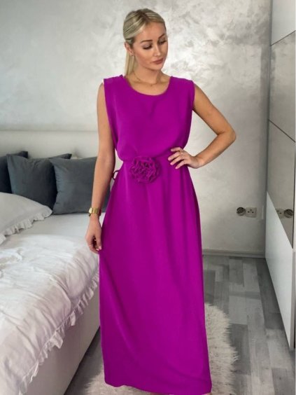 Šaty dlouhé elegantní letní bez rukávu dámské ROSE (M/L/XL ONE SIZE) ITALSKÁ MÓDA IMC25262/DU