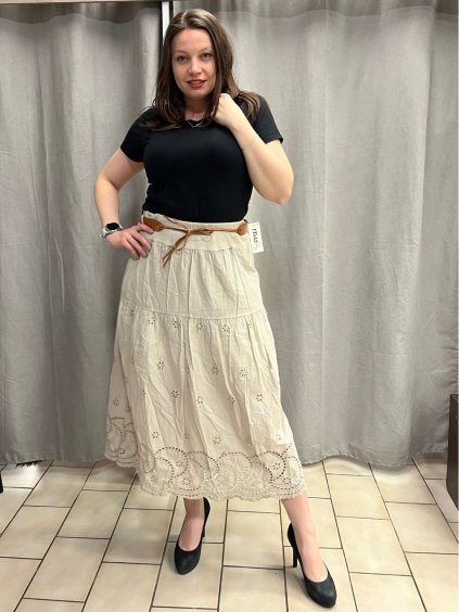 Sukně dlouhá s páskem dámská MERIL (S/M/L ONE SIZE) ITALSKÁ MÓDA IMSM25071/DU (Velikost S/M/L, Barva béžová)