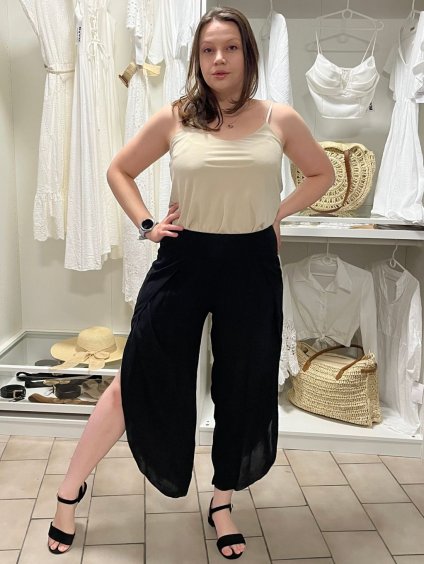 Kalhoty harémky aladinky letní dlouhé dámské JASMINA (S/M/L ONE SIZE) ITALSKÁ MÓDA IM424438/DUR (Velikost S/M/L, Barva Černá)