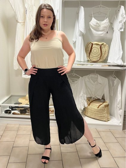 Kalhoty harémky aladinky letní dlouhé dámské JASMINA (S/M/L ONE SIZE) ITALSKÁ MÓDA IM424438/DUR (Velikost S/M/L, Barva Černá)