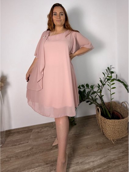 Šaty krátké elegantní krátký rukáv dámské nadrozměr BEREMIKA (50/52/54 ONE SIZE) ITALSKÁ MÓDA IMPSH2570006/DU