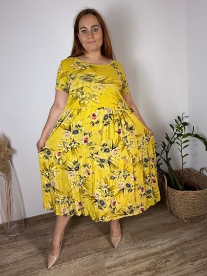 Šaty letní krátký rukáv dámské nadrozměr JULIE (52/54/56 ONE SIZE) ITALSKÁ MÓDA IMSM25012/DUR (Velikost 52/54/56, Barva béžová krémová)