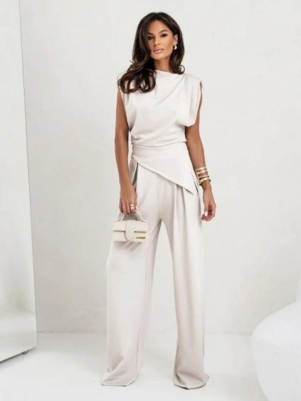 Souprava top bez rukávu a kalhoty dlouhé dámské (XS/S/M ONE SIZE) IMM25M39622/DUR (Velikost XS/S/M, Barva béžová krémová)